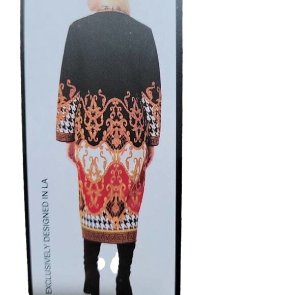 NWT MaxSport Black Multicolor Duster Cardigan Sweater Sz Medium - Picture 2 of 9